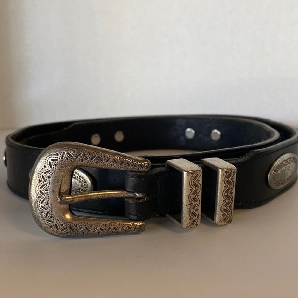 Vintage Canterbury Black Leather Western belt